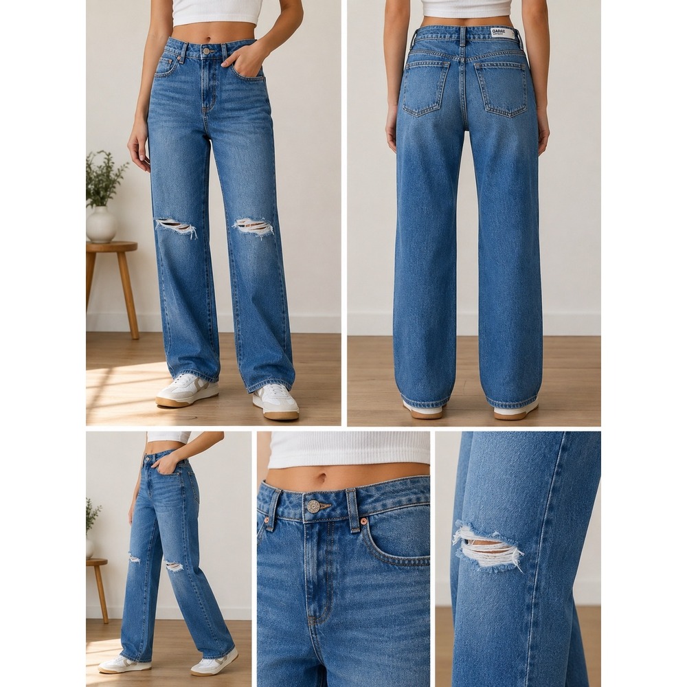 Garage Denim '90s Straight Distressed Jeans Size 7/28 Medium Wash